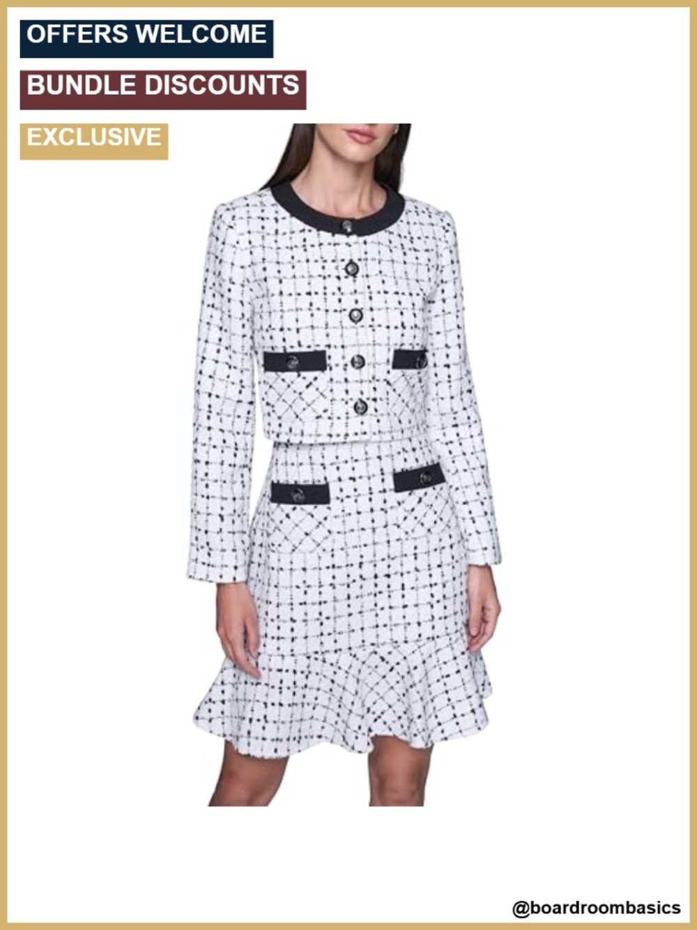 Karl Lagerfeld Womens Cropped Tweed Jacket